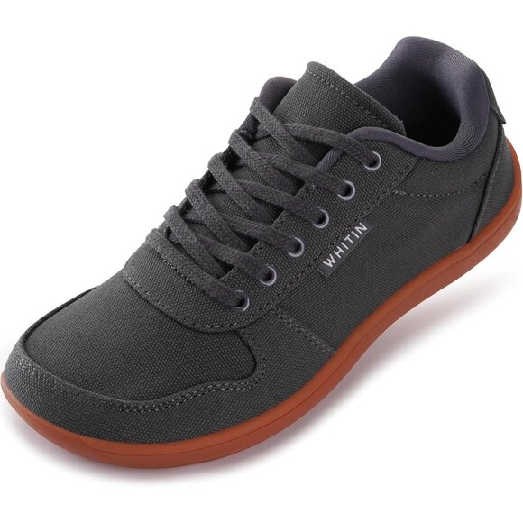 WHITIN Women's Wide Toe Box Barefoot Sneakers Canvas Minimalist Shoes Grey Gum